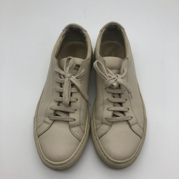 Woman By Common Projects Achilles Leather Sneakers EU 36 US 6 Beige Cream Low - Picture 5 of 14